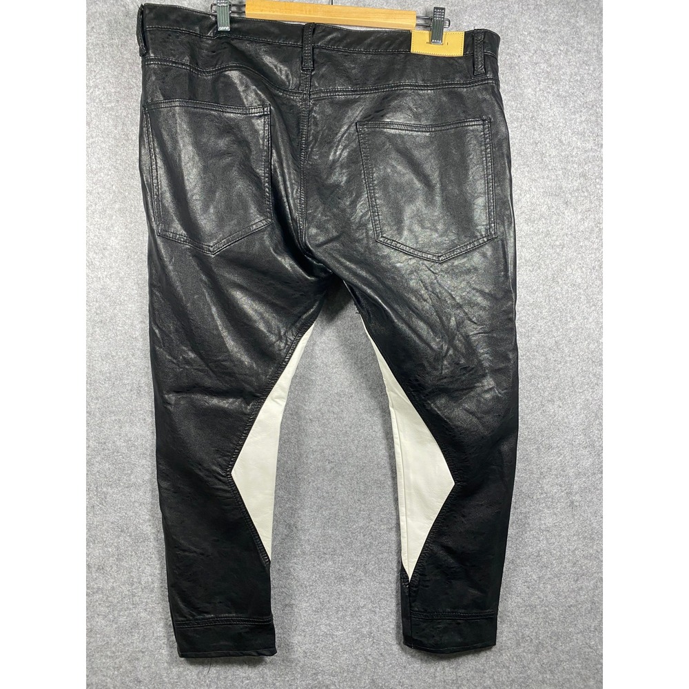 MNML Mens Black White Faux Leather Colorblock Tapered Pants Size 38 Streetwear - Picture 8 of 10